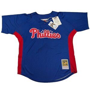 NWT Philadelphia Phillies Roy Halladay BP Jersey 44 L Mitchell Ness Baseball Men